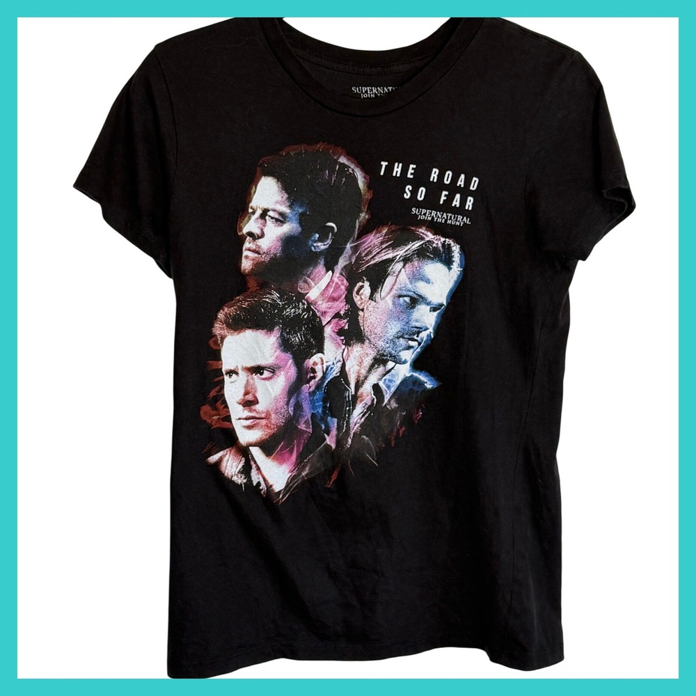 Supernatural The Road So Far Graphic Tee Sam Dean Castiel Black Small